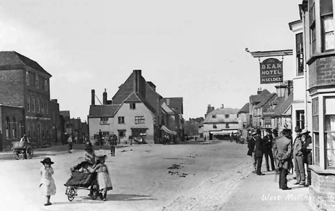 Old black and white photograph of West Malling