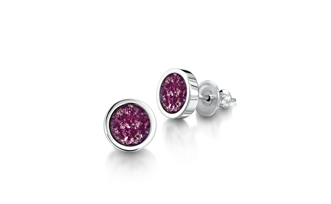 Silver earrings with purple gems
