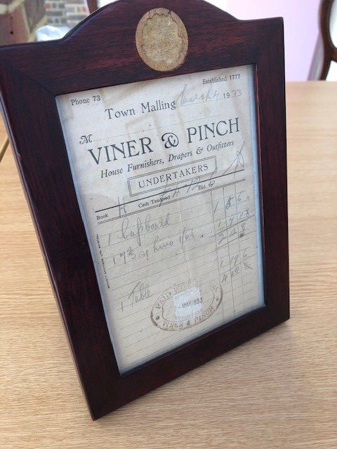 Antique Viner & Sons invoice in frame