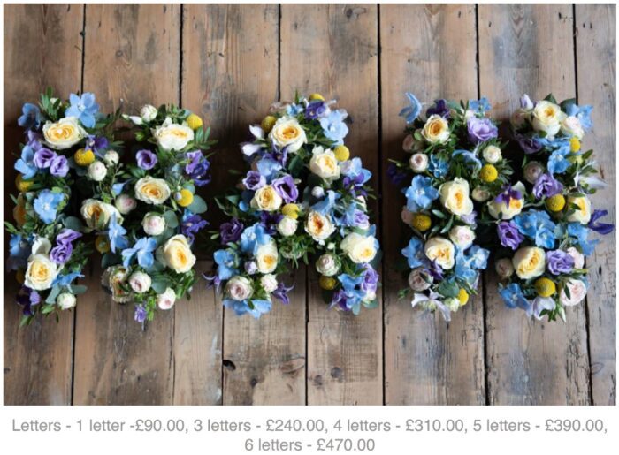 Letters floral tribute